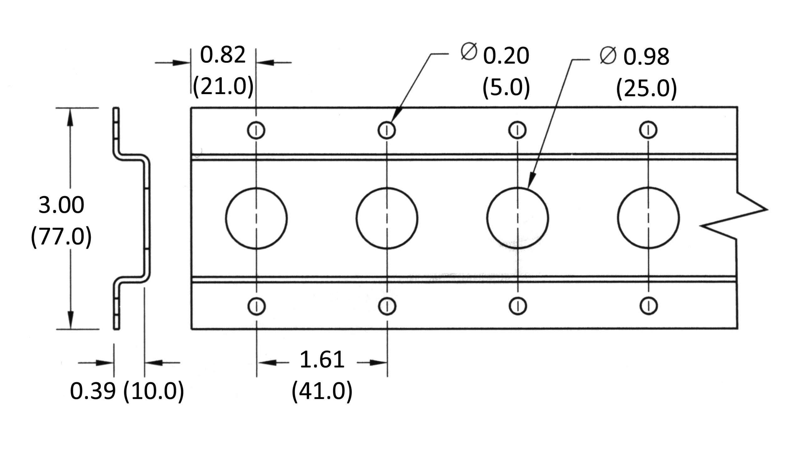 F-TRACK WITH 1" ROUND HOLE - HORIZONTAL - 10 FT - Image 2