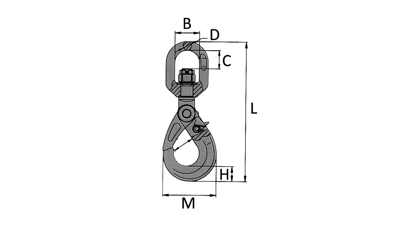 G100 SWIVEL HOOK WITH POSITIVE LOCKING LATCH - Image 2