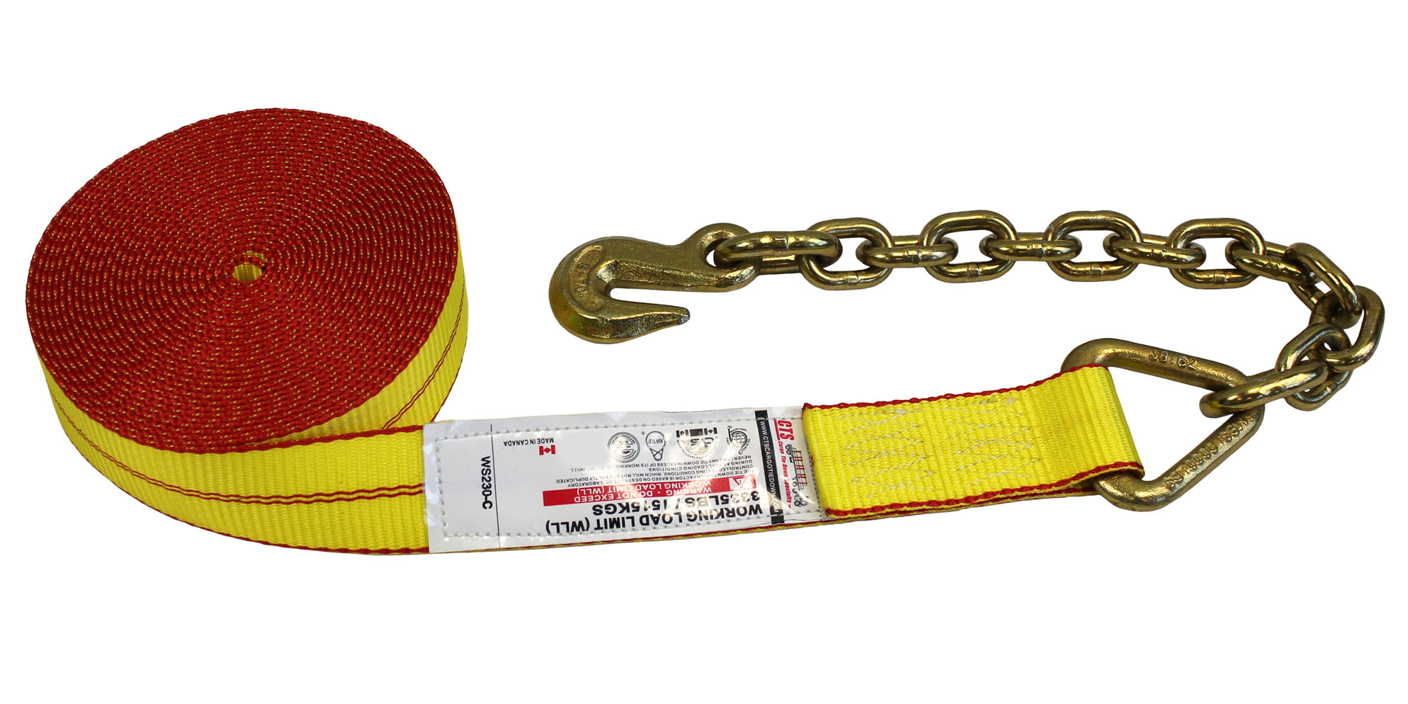 2″ WINCH STRAP WITH CHAIN ANCHOR