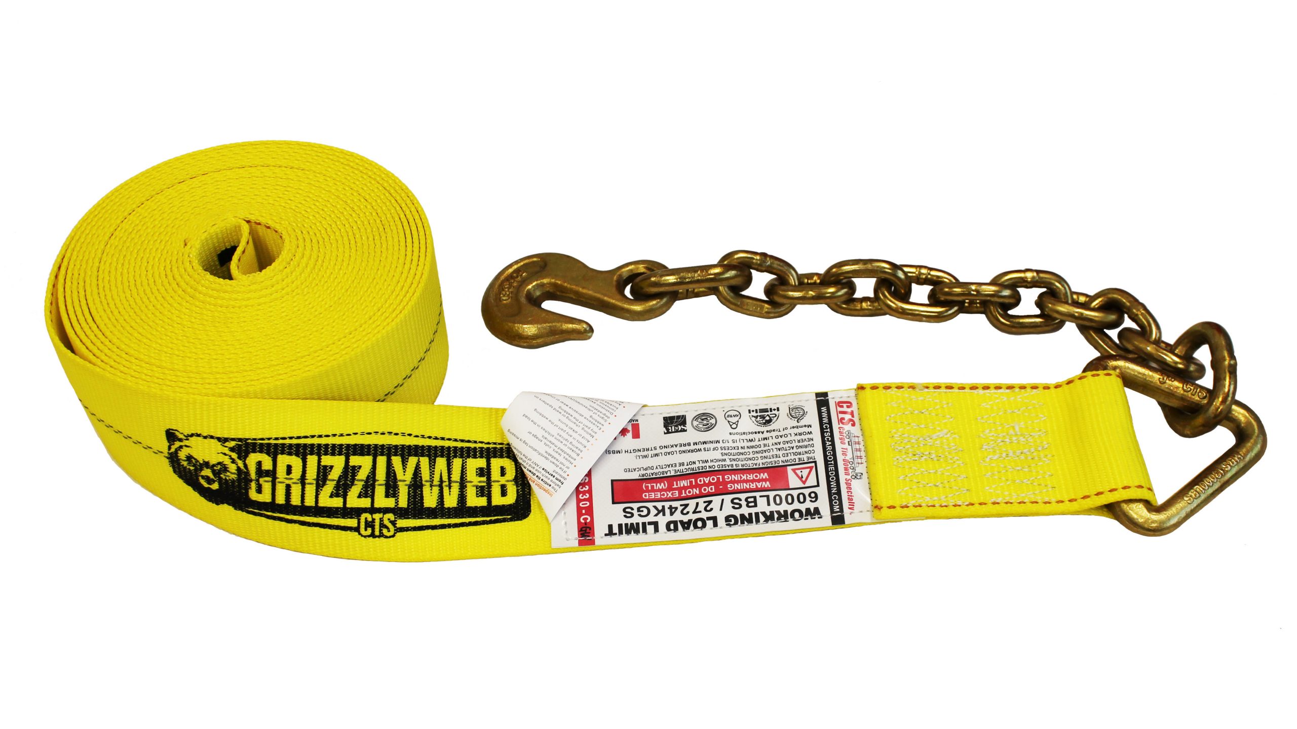 3″ WINCH STRAP WITH 3/8" CHAIN ANCHOR - Image 2