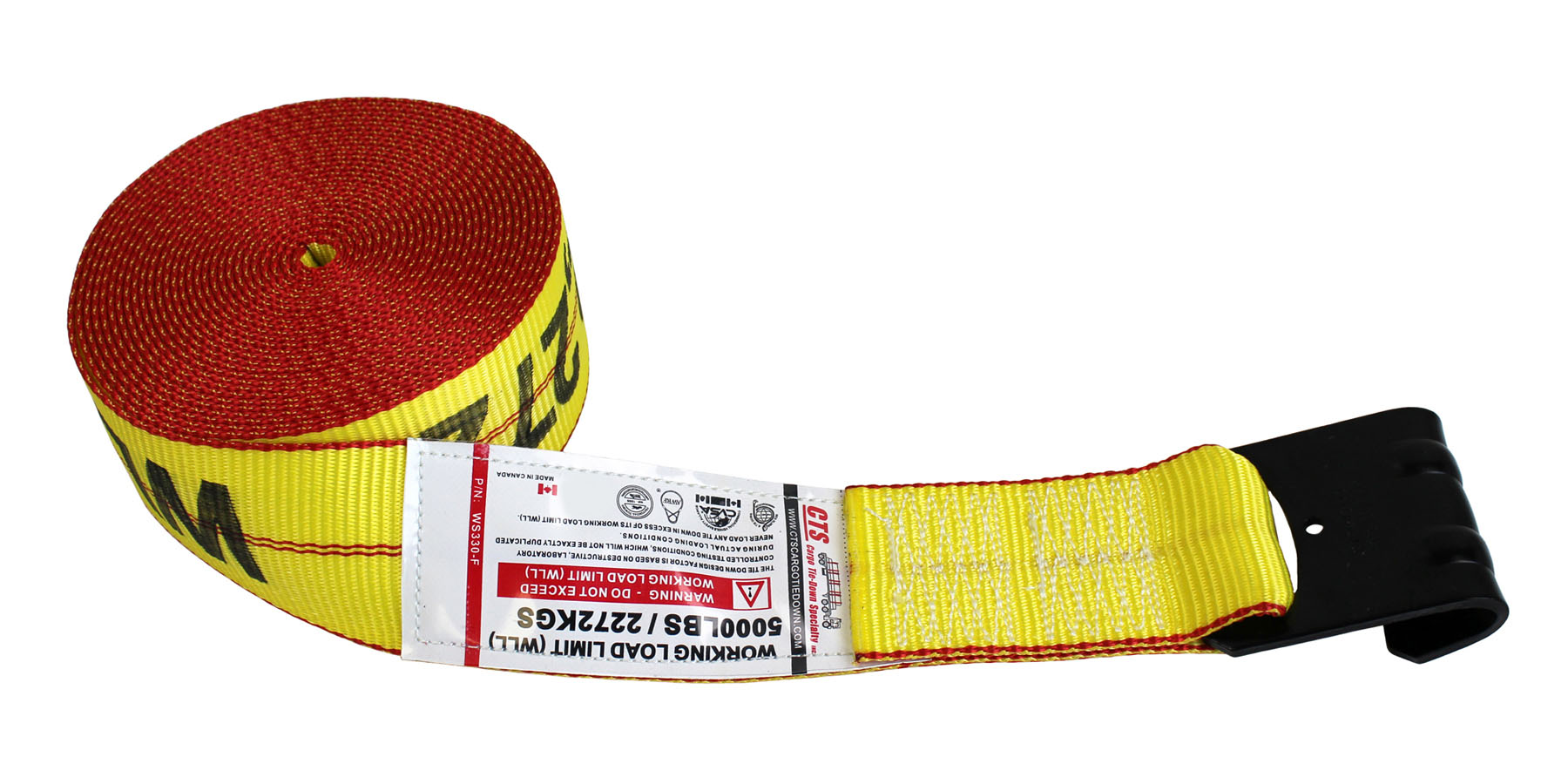 3″ WIDE “GRIZZLYWEB” WINCH STRAP WITH FLAT HOOK