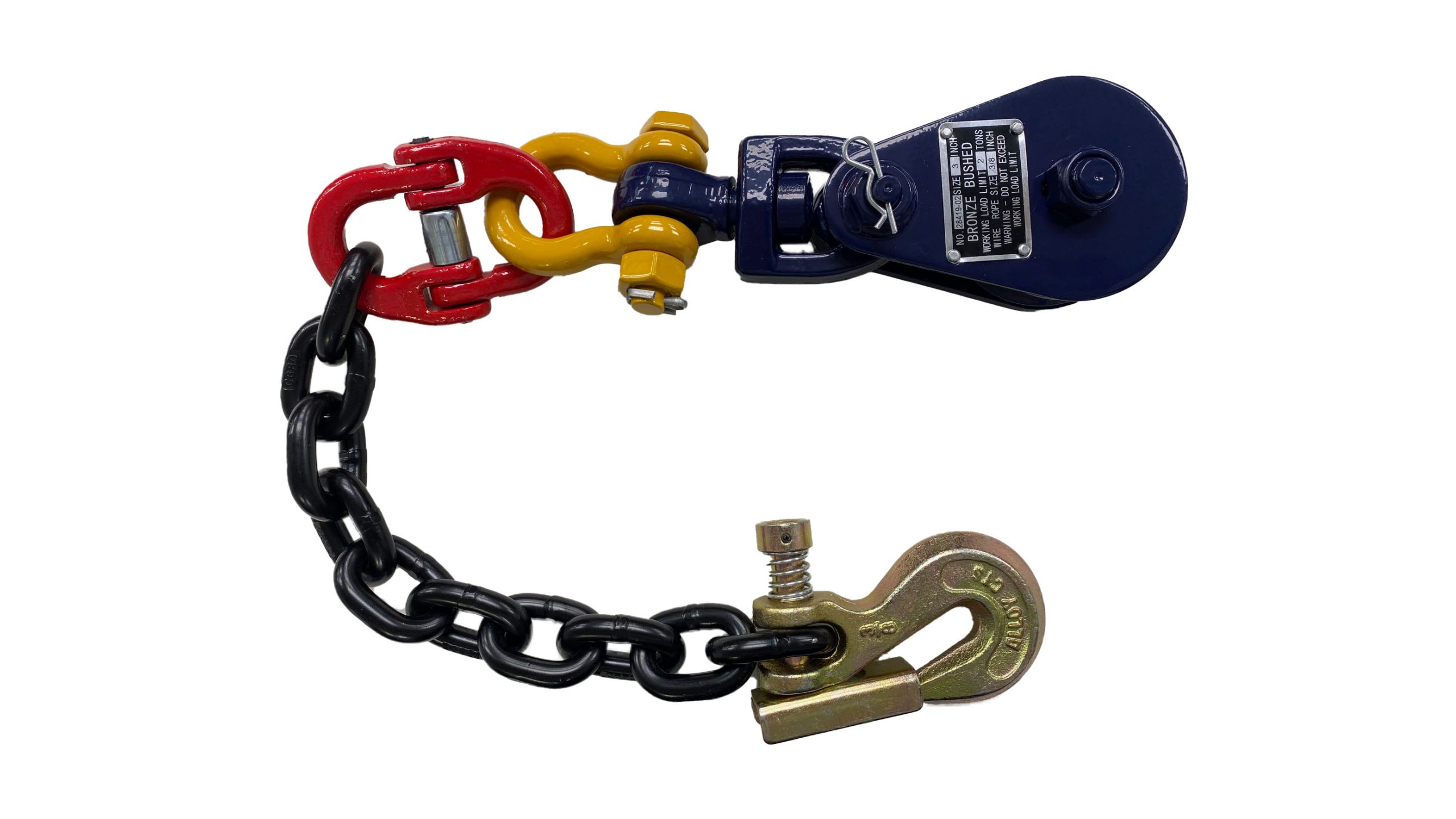 SNATCH BLOCK - WITH SHACKLE AND CHAIN & GRAB HOOK